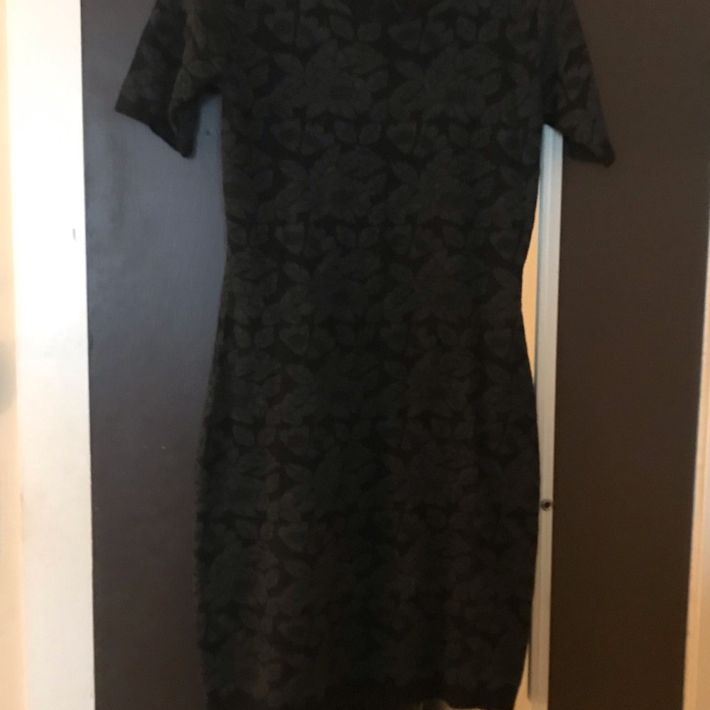 Black and Gray Floral Knit Dress